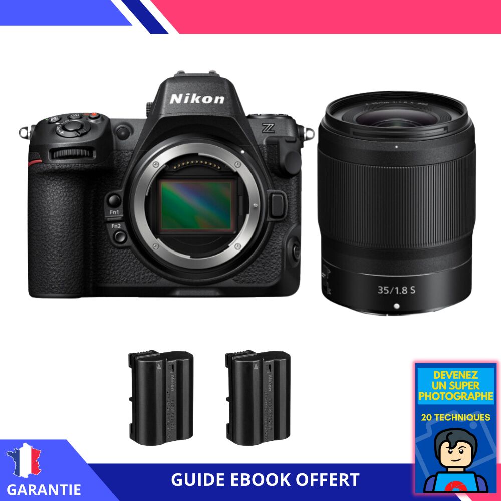 Appareil photo hybride Nikon Z8 + objectif 35mm f/1.8 S + 2 batteries EN-EL15c + ebook 'Devenez un super photographe'