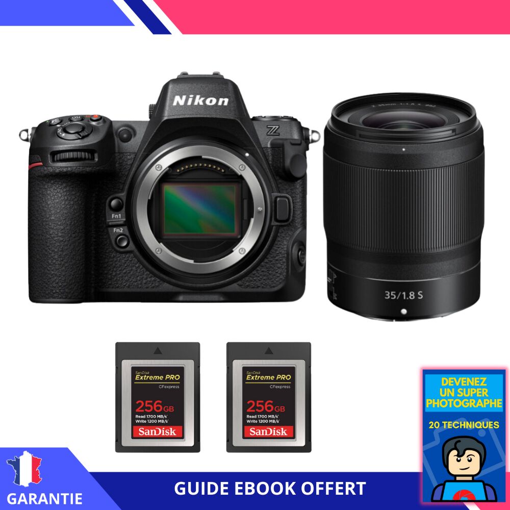 Nikon Z8 + Z 35mm f/1.8 S Lens + 2x 256GB SanDisk Extreme PRO CFexpress Type B + Ebook - Hybrid Nikon Full-Frame Camera