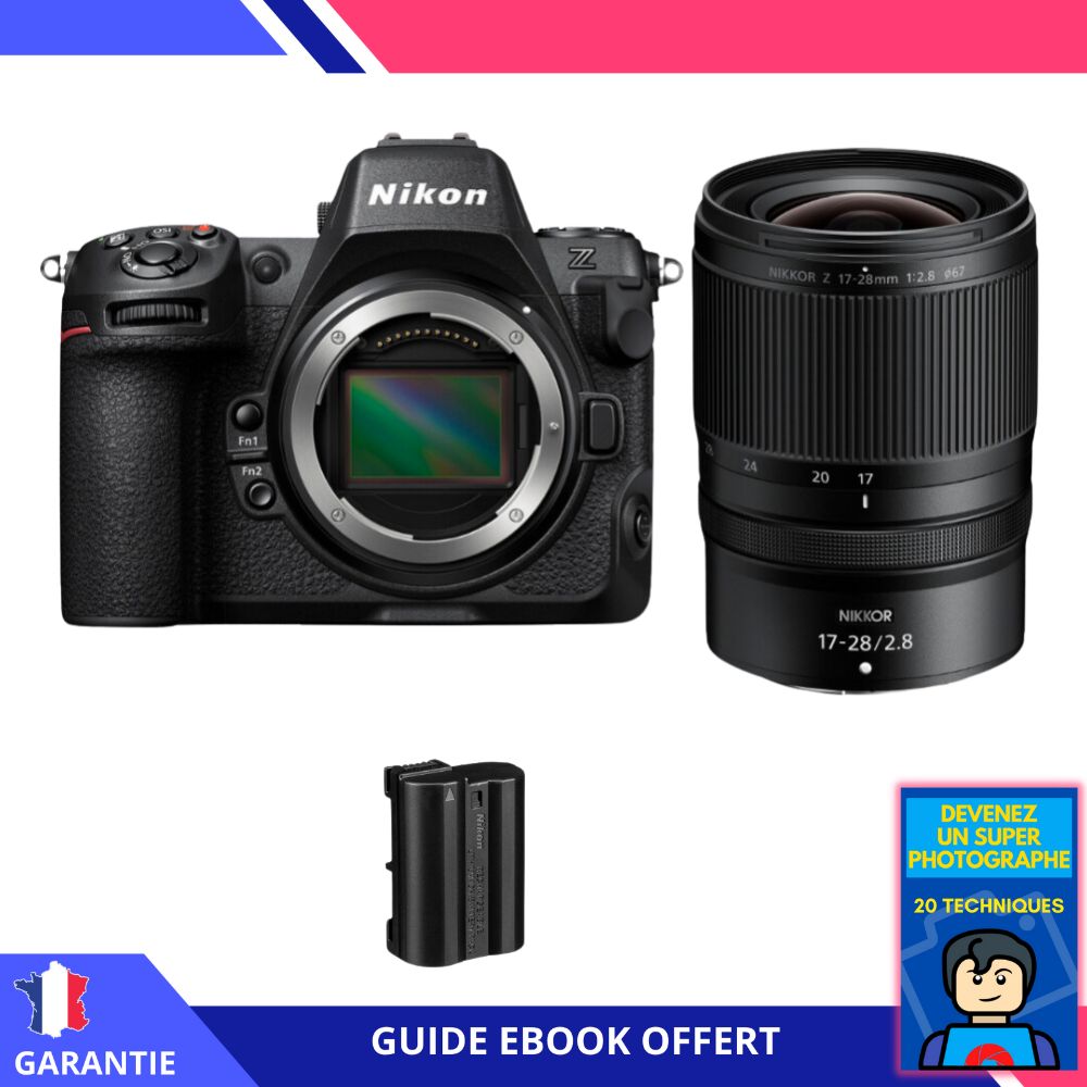 Appareil photo hybride Nikon Z8 avec objectif 17-28 mm f/2.8 + accessoires
