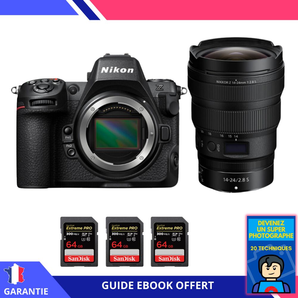 Nikon Z8 Camera Kit with 14-24mm Lens and SanDisk SD Cards - Hybrid Nikon