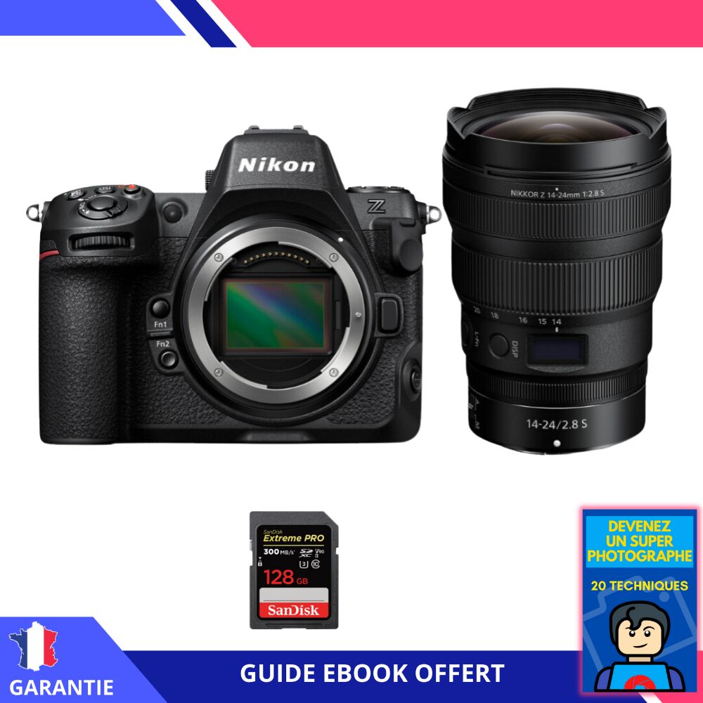 Nikon Z8 Hybrid Camera + 14-24mm f/2.8 S Lens + 128GB SanDisk Extreme PRO SD Card + 'Become a Super Photographer' Ebook