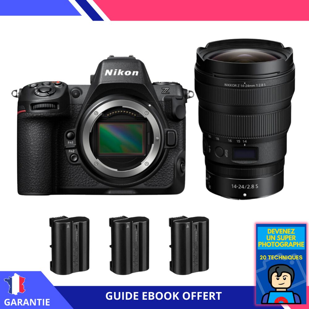 Nikon Z8 + Z 14-24mm f/2.8 S Lens + 3 EN-EL15c Batteries + Ebook - Nikon Hybrid Camera