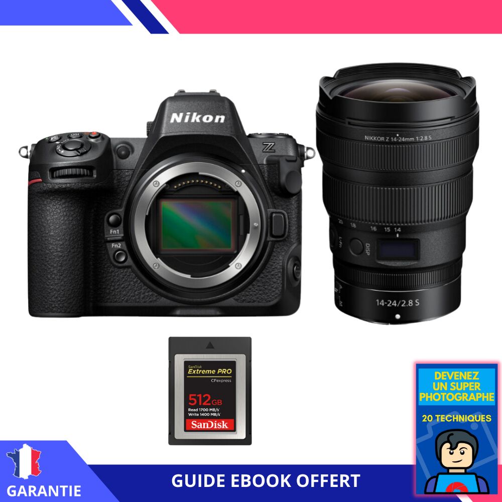 Nikon Z8 + Z 14-24mm f/2.8 S Lens + 512GB SanDisk Extreme PRO CFexpress Type B + Ebook - Hybrid Nikon Camera