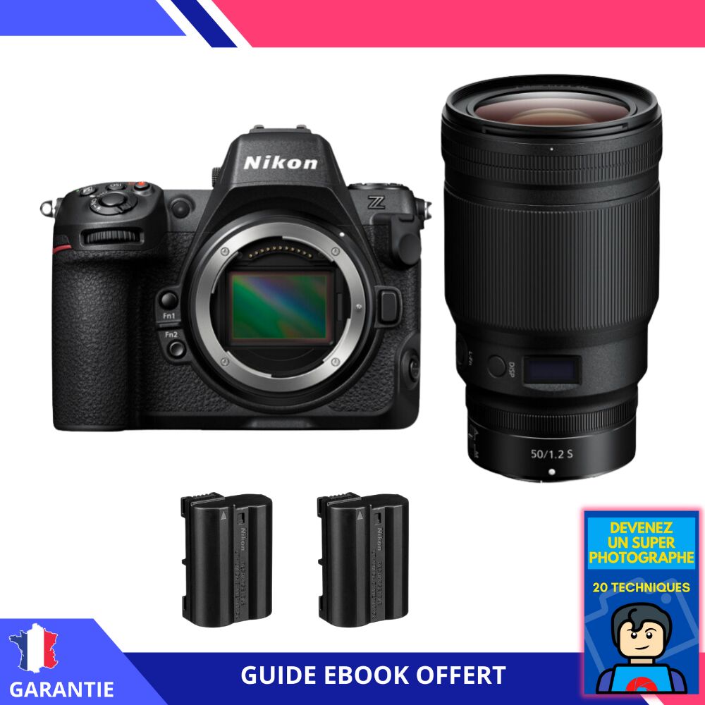 Appareil photo hybride Nikon Z8 + objectif 50mm f/1.2 S + 2 batteries EN-EL15c + ebook 'Devenez un super photographe'