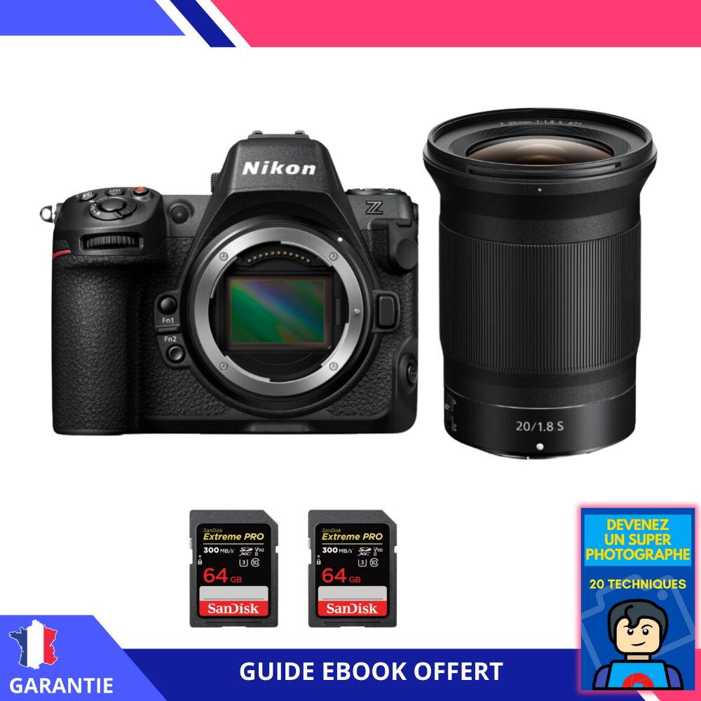 Nikon Z8 Hybrid Camera + 20mm f/1.8 S Lens + 3x 64GB SanDisk Extreme PRO UHS-II SDXC Cards + 'Become a Super Photographer' Ebook