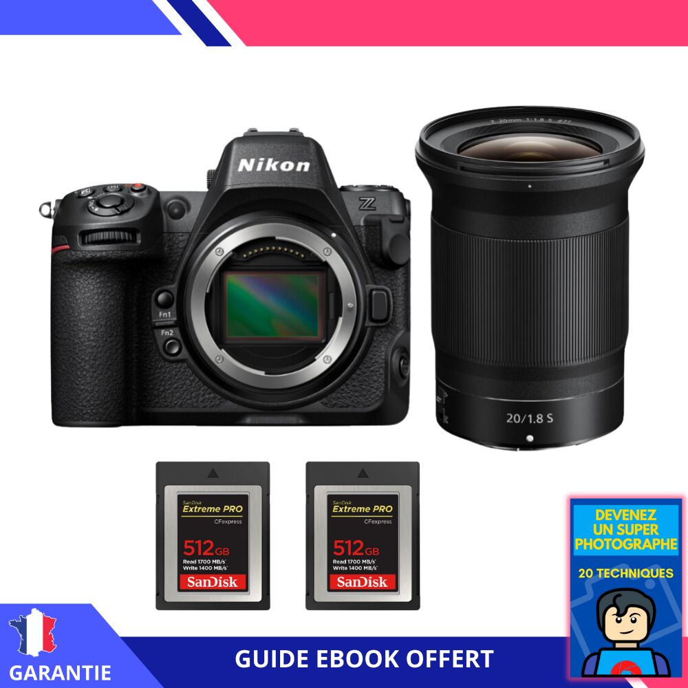 Nikon Z8 Hybrid Camera + 20mm f/1.8 S Lens + 512GB SanDisk CFexpress Cards (3 Pack) + Ebook - 'Become a Super Photographer'