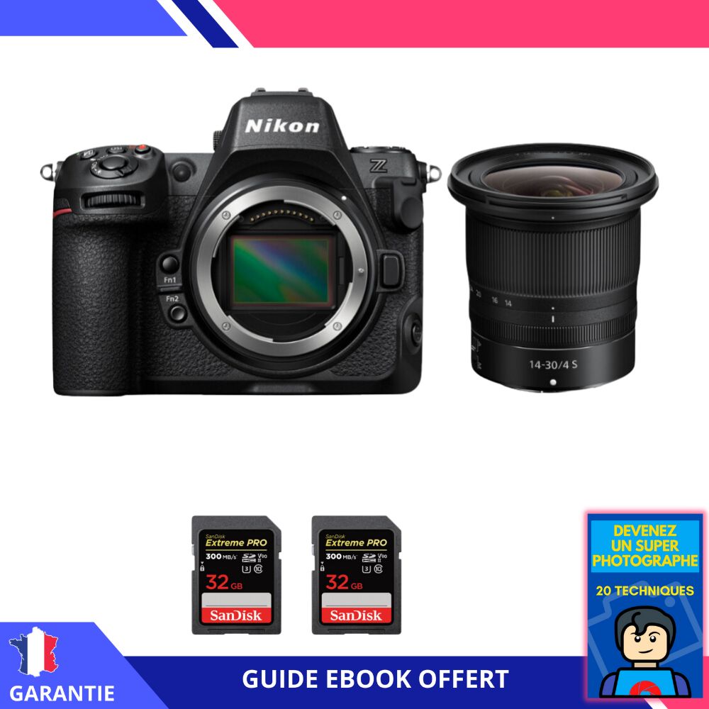 Nikon Z8 Hybrid Camera + Z 14-30mm f/4 S Lens + 2x 32GB SanDisk Extreme PRO UHS-II SDXC Cards + 'Become a Super Photographer' Ebook
