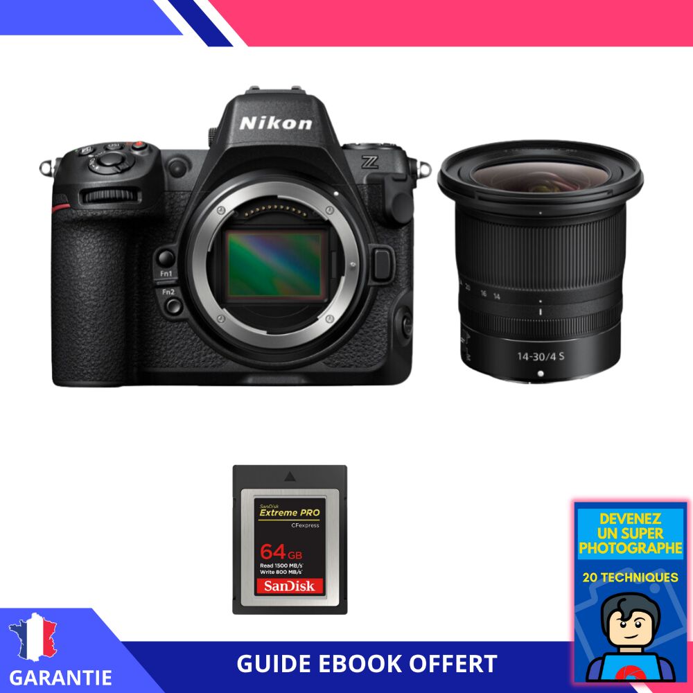Nikon Z8 + Z 14-30mm f/4 S Lens + 64GB SanDisk Extreme PRO CFexpress Type B + Ebook - Nikon Hybrid Camera