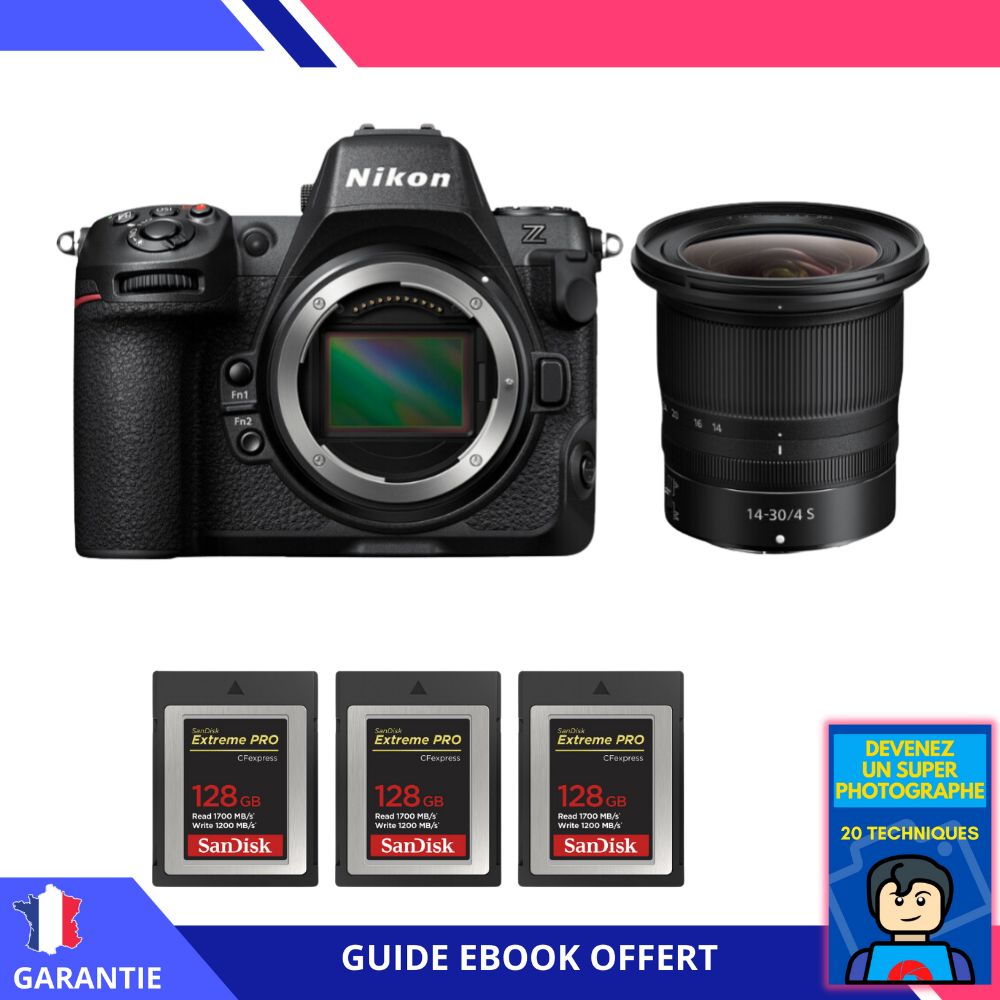 Nikon Z8 Hybrid Camera + Z 14-30mm f/4 S Lens + 3 SanDisk 128GB Extreme PRO CFexpress Type B Cards + 'Become a Super Photographer' Ebook