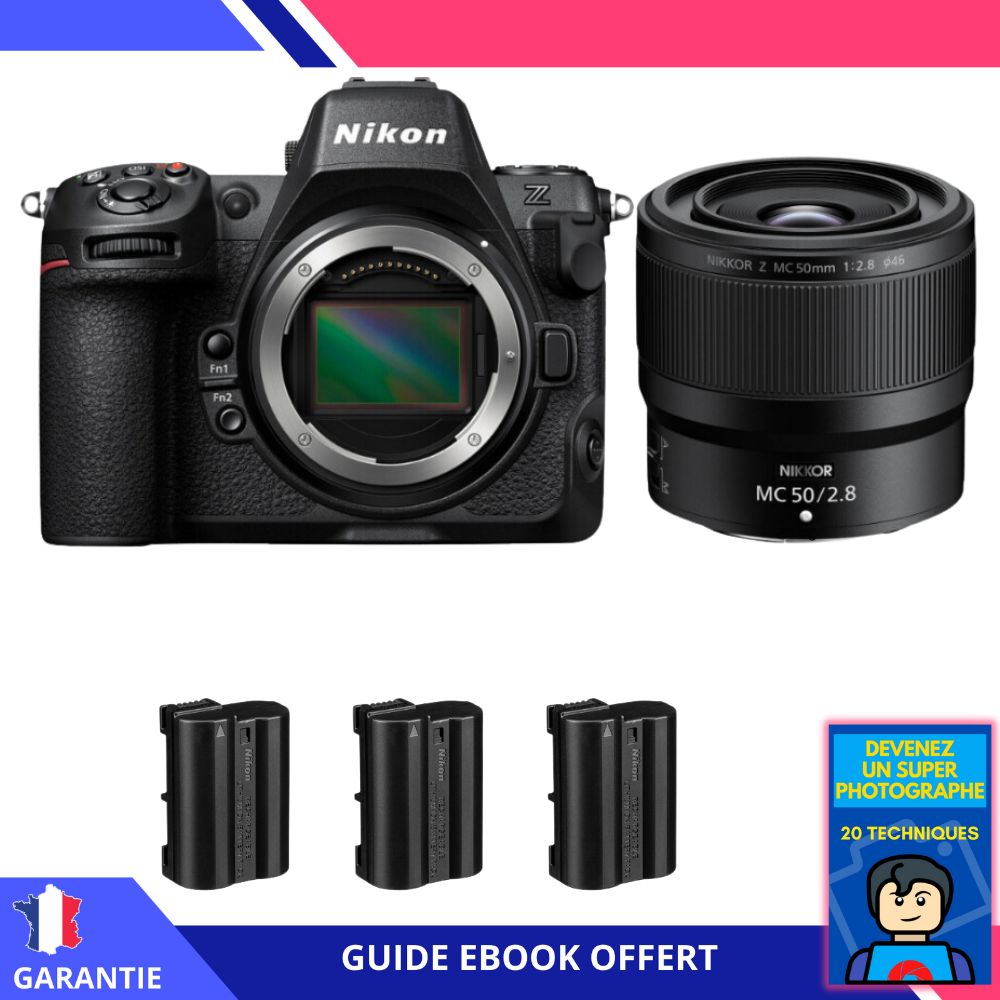 Nikon Z8 + Z MC 50mm f/2.8 Macro + 3 EN-EL15c Batteries + Ebook - Hybrid Nikon Camera