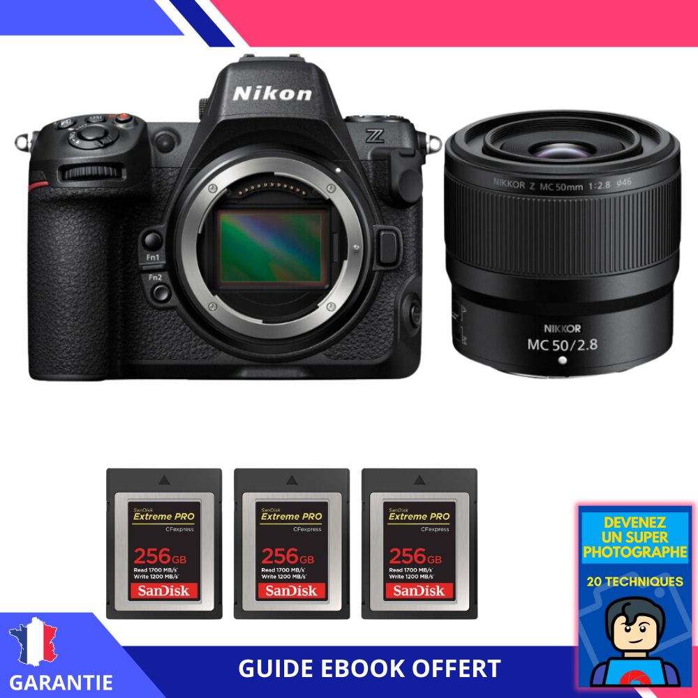 Nikon Z8 + Z MC 50mm f/2.8 Macro + 3 SanDisk 256GB Extreme PRO CFexpress Type B + Ebook 'Devenez Un Super Photographe' - Hybrid Nikon