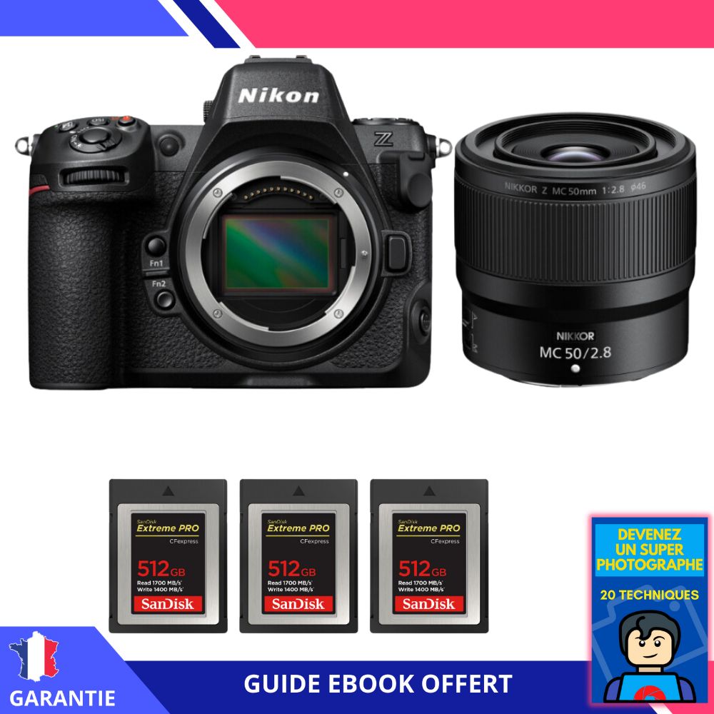 Nikon Z8 + Z MC 50mm f/2.8 Macro + 3x 512GB SanDisk Extreme PRO CFexpress Type B + Ebook - Hybrid Nikon Full-Frame Camera