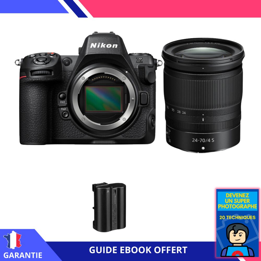 Appareil photo hybride Nikon Z8 + Objectif Z 24-70mm f/4 S + Batterie EN-EL15c + Livre électronique 'Devenez un photographe exceptionnel' - Nikon
