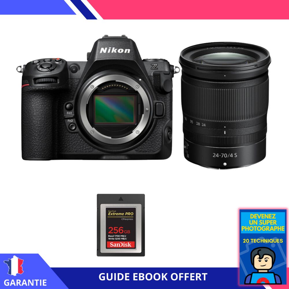 Nikon Z8 Hybrid Camera + Z 24-70mm f/4 S Lens + 256GB SanDisk Extreme PRO CFexpress Type B + 'Become a Super Photographer' Ebook - Nikon