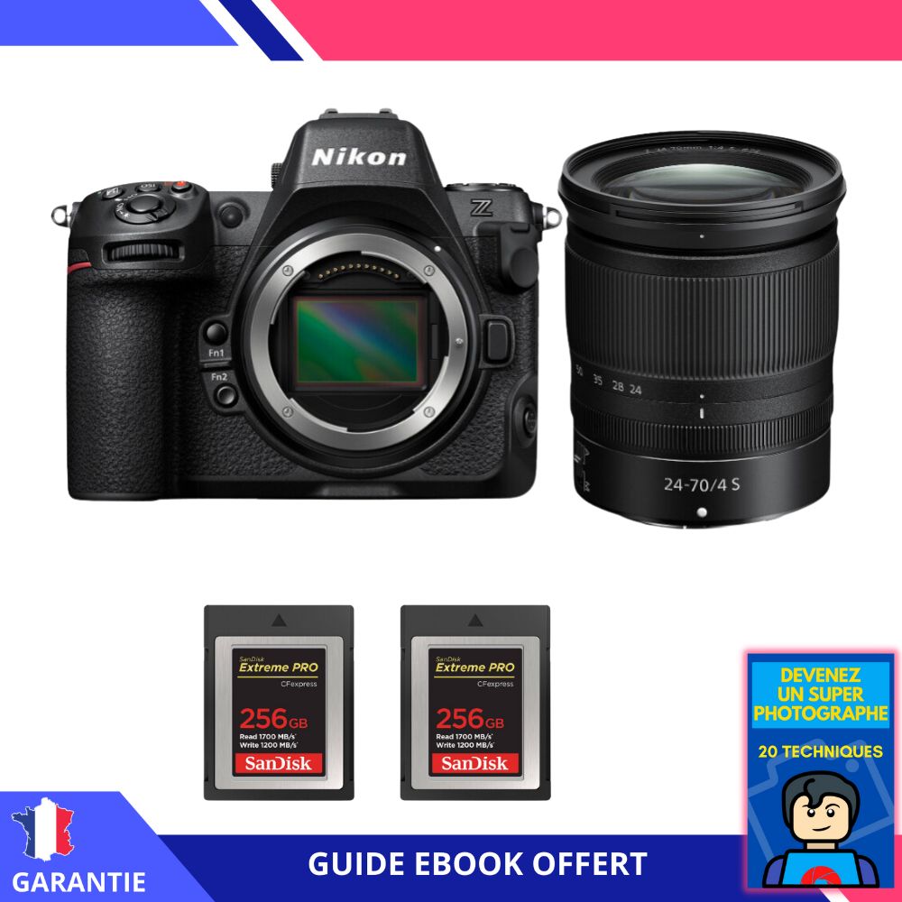 Nikon Z8 Hybrid Camera + Z 24-70mm f/4 S Lens + 2 SanDisk 256GB Extreme PRO CFexpress Type B + 'Become a Super Photographer' Ebook