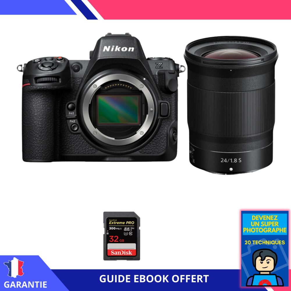Nikon Z8 Camera Kit + 24mm f/1.8 Lens + 32GB SanDisk Extreme PRO SD Card + Ebook - Hybrid Nikon