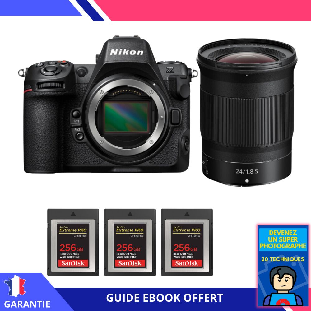 Nikon Z8 + Z 24mm f/1.8 S + 3 SanDisk 256GB Extreme PRO CFexpress Type B + Ebook 'Devenez Un Super Photographe' - Hybrid Nikon