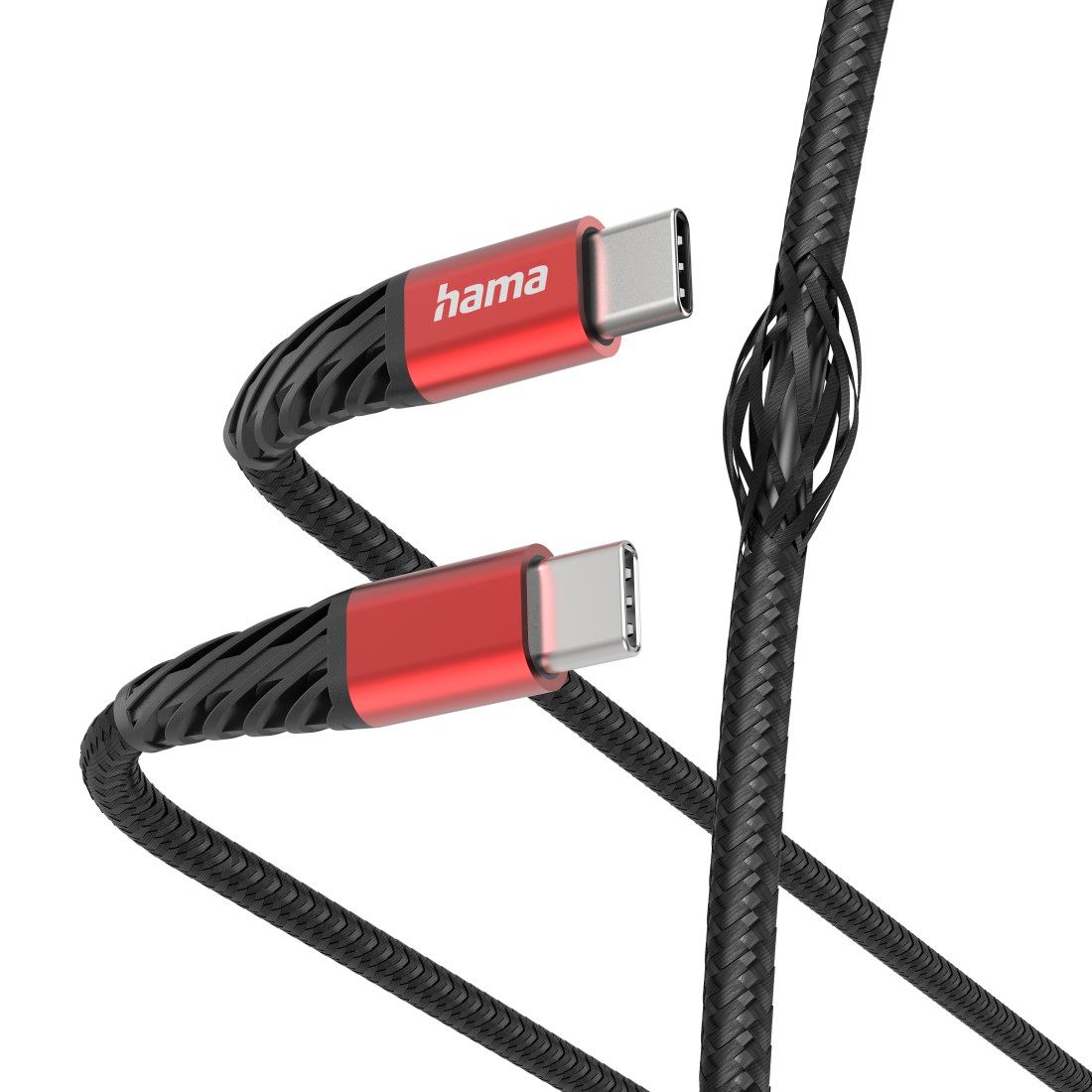 Hama 'Extreme' USB-C Cable - 1.5m, Nylon, Black/Red