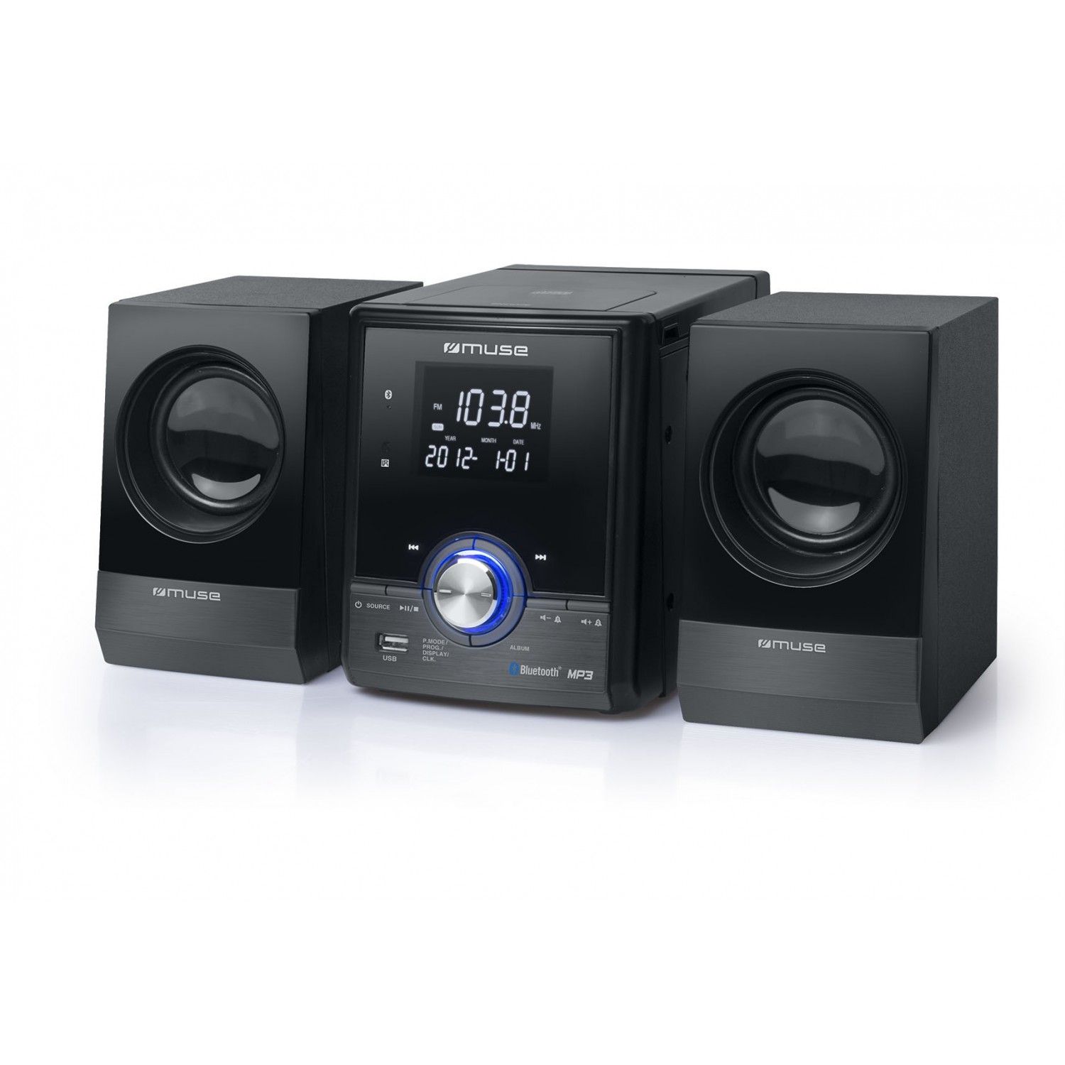 Muse M-38-BT Micro Chain CD Bluetooth Speaker - 2 x 10W - CD, CD-R/RW, MP3 - FM Radio - Bluetooth - USB Port