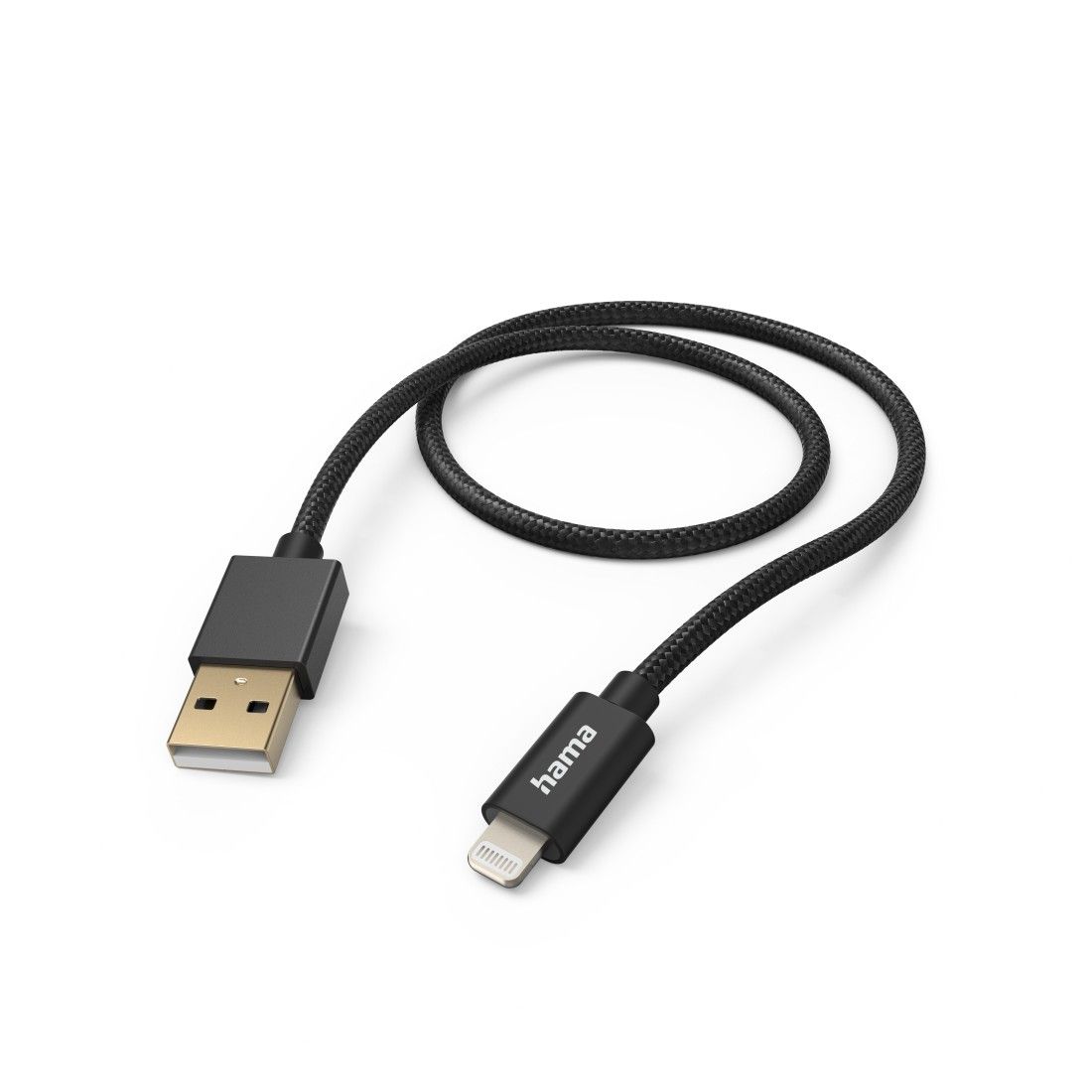 Hama 'Fabric' USB-A to Lightning Cable, 1.5m, Black