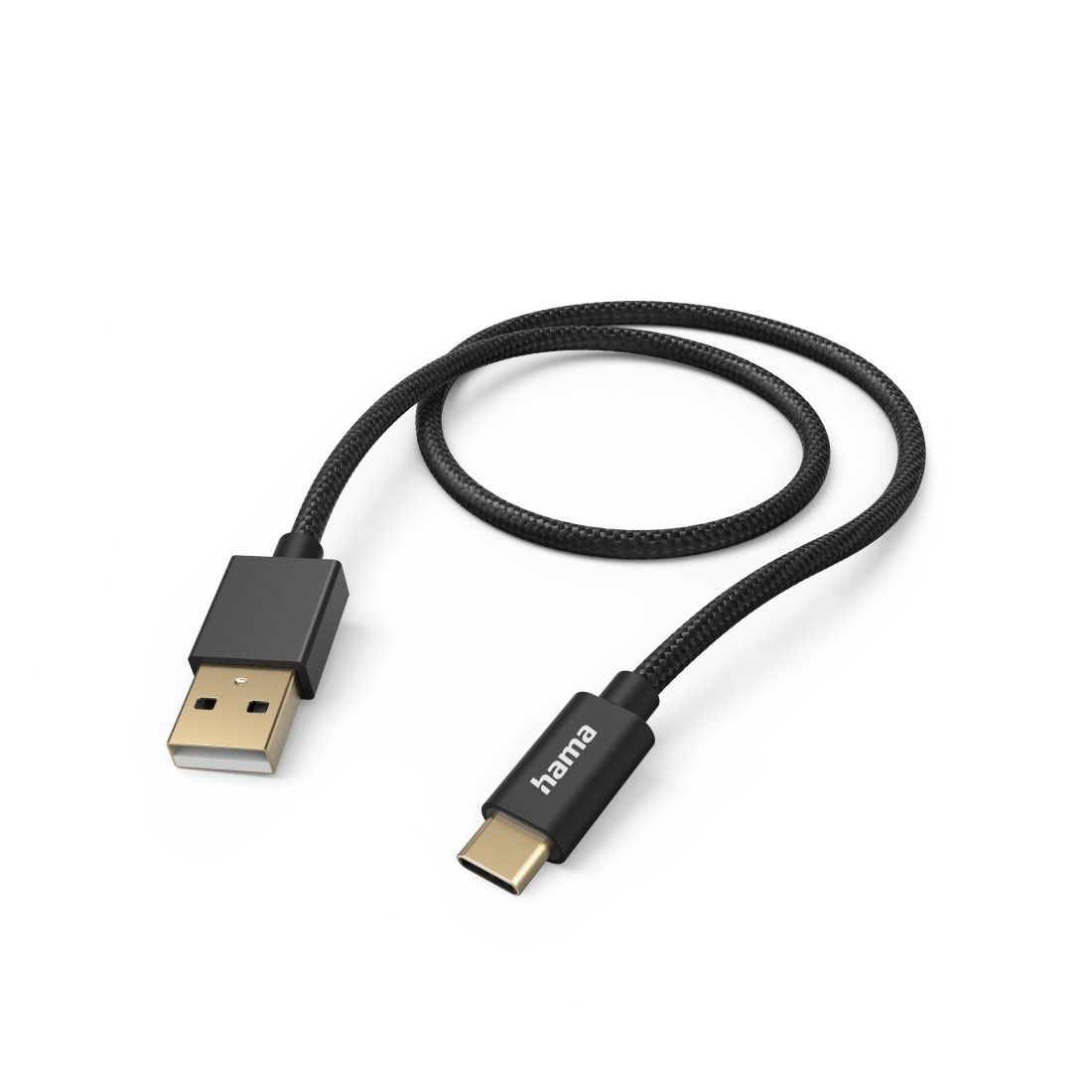 Hama 'Fabric' USB-A to USB-C Charging Cable, 1.5m, Nylon, Black