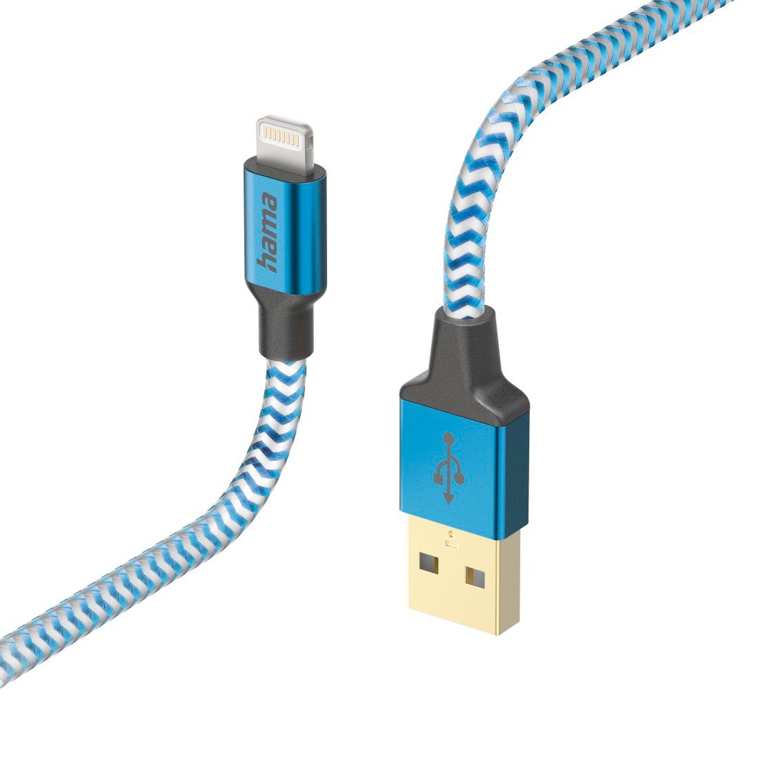 Câble de charge Hama Reflectif USB-A vers Lightning, 1,5 m, Bleu