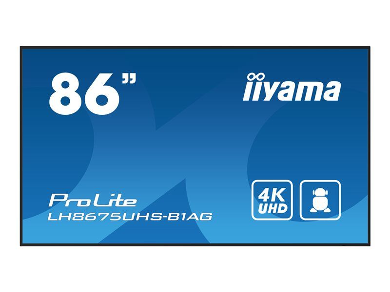 Iiyama ProLite LH8675UHS-B1AG - 86" LED Backlit LCD Display - Digital Signage with Integrated Media Player, SDM PC Slot - Android - 4K UHD (2160p) 3840 x 2160 - Black