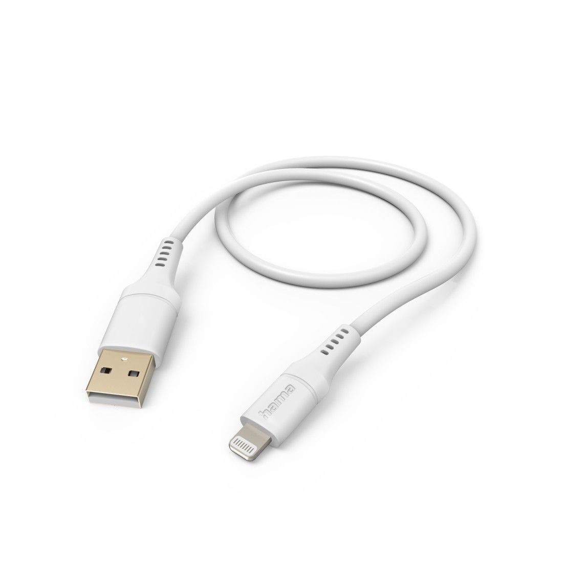 Hama Flexible Charge Cable, USB-A to Lightning, 1.5m, Silicone, White