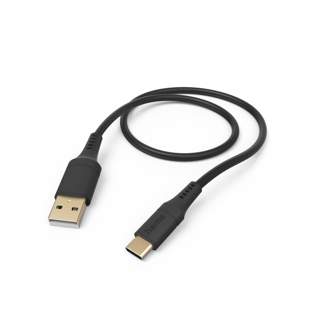 Hama Flexible Charge Cable, USB-A to USB-C, 1.5m, Silicone, Black