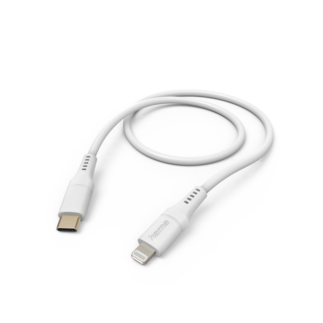 Hama USB-C to Lightning Flexible Charge Cable, 1.5m, Silicone, White