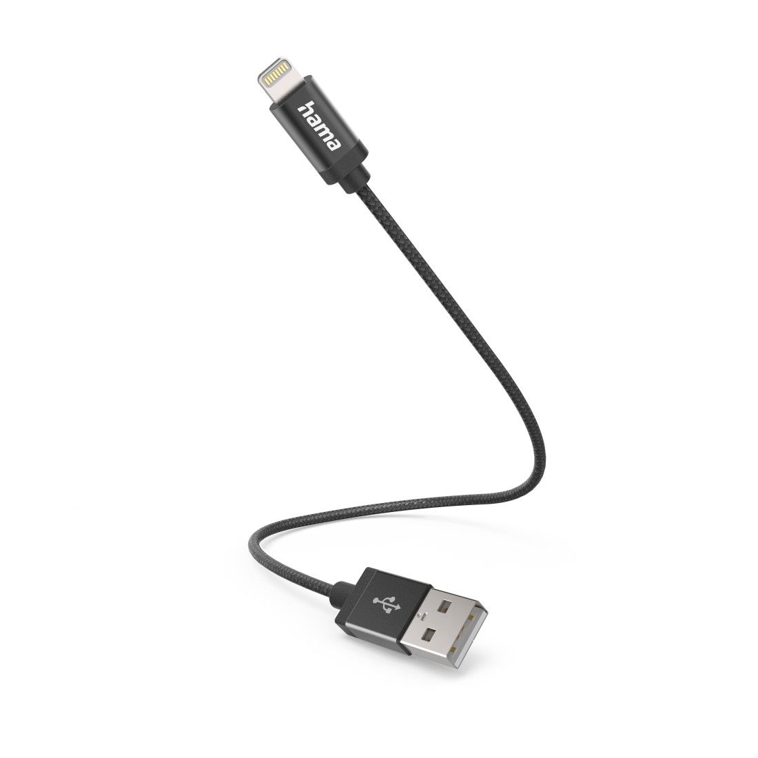 Hama USB-A to Lightning Cable, 0.2m, Nylon, Black