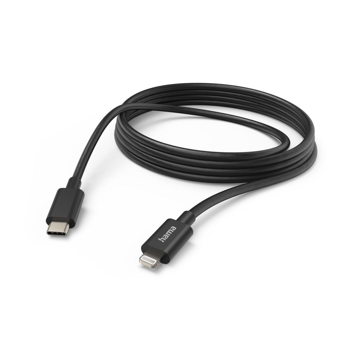 Cable Hama USB-C a Lightning, 3 m, Negro