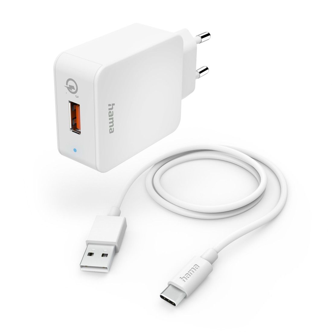 Hama Quick Charge 3.0 USB-C Charger with Cable, 19.5W, 1.5m, White