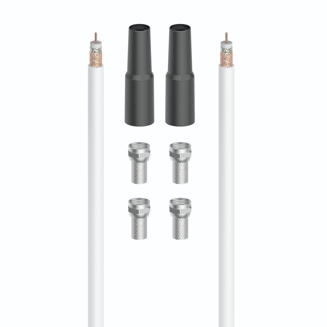 Hama Digital SAT Connection Kit, 90dB Shielding, 20m Cable, 4x F Male Connectors, 2 Weatherproof Protectors