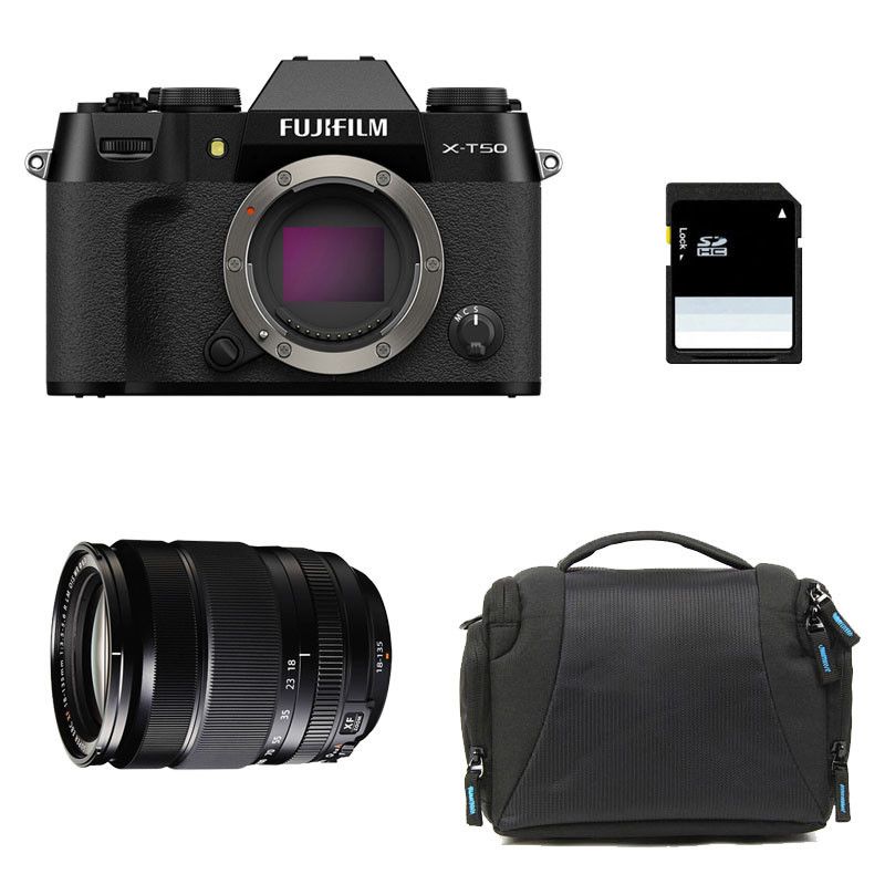 Fujifilm X-T50 Negro + Objetivo 18-135mm f/3.5-5.6 + Maleta + Tarjeta SD de 8 GB (Garantía de 3 años)
