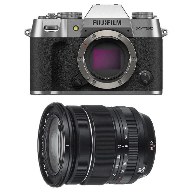 Fujifilm X-T50 Plata + Lente 16-80mm f/4 (Garantía de 3 años)