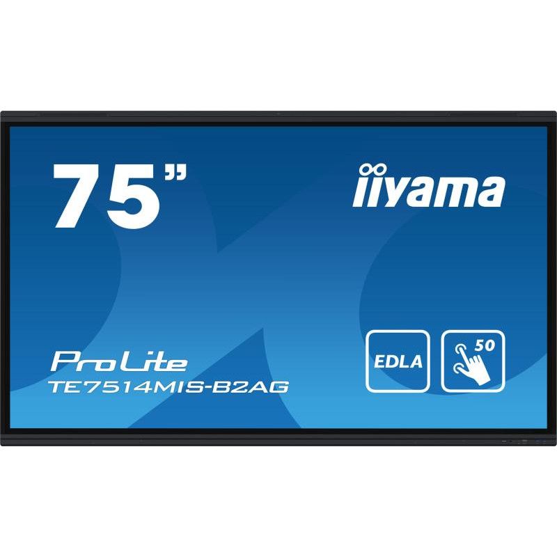 Iiyama ProLite TE7514MIS-B2AG - 75" LED Backlit LCD Interactive Digital Signage with Multi-Touch Screen / 8 Microphones / Optional PC Integration - 4K UHD (2160p)