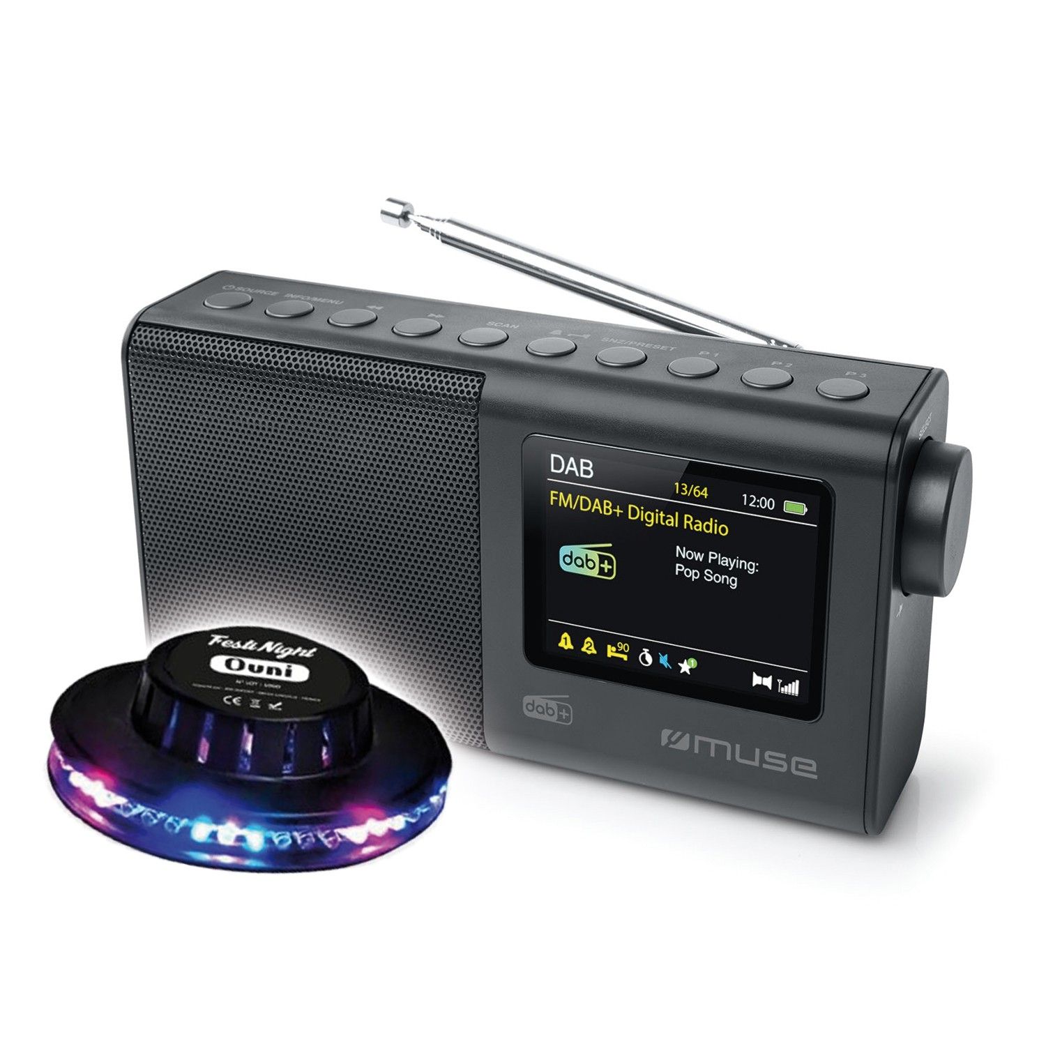 BMI M-117-DB Digital Radio - 3W Output, 2.8" Color TFT LCD Display, UFO Light
