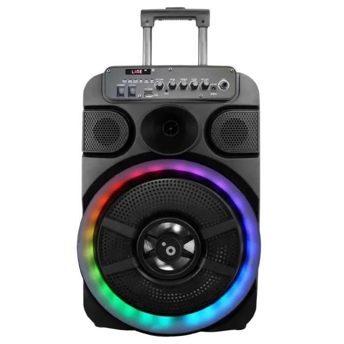 Haut-parleur Sunstech Muscle S12 Bluetooth avec Karaoké, Éclairage LED, 40W, Technologie TWS