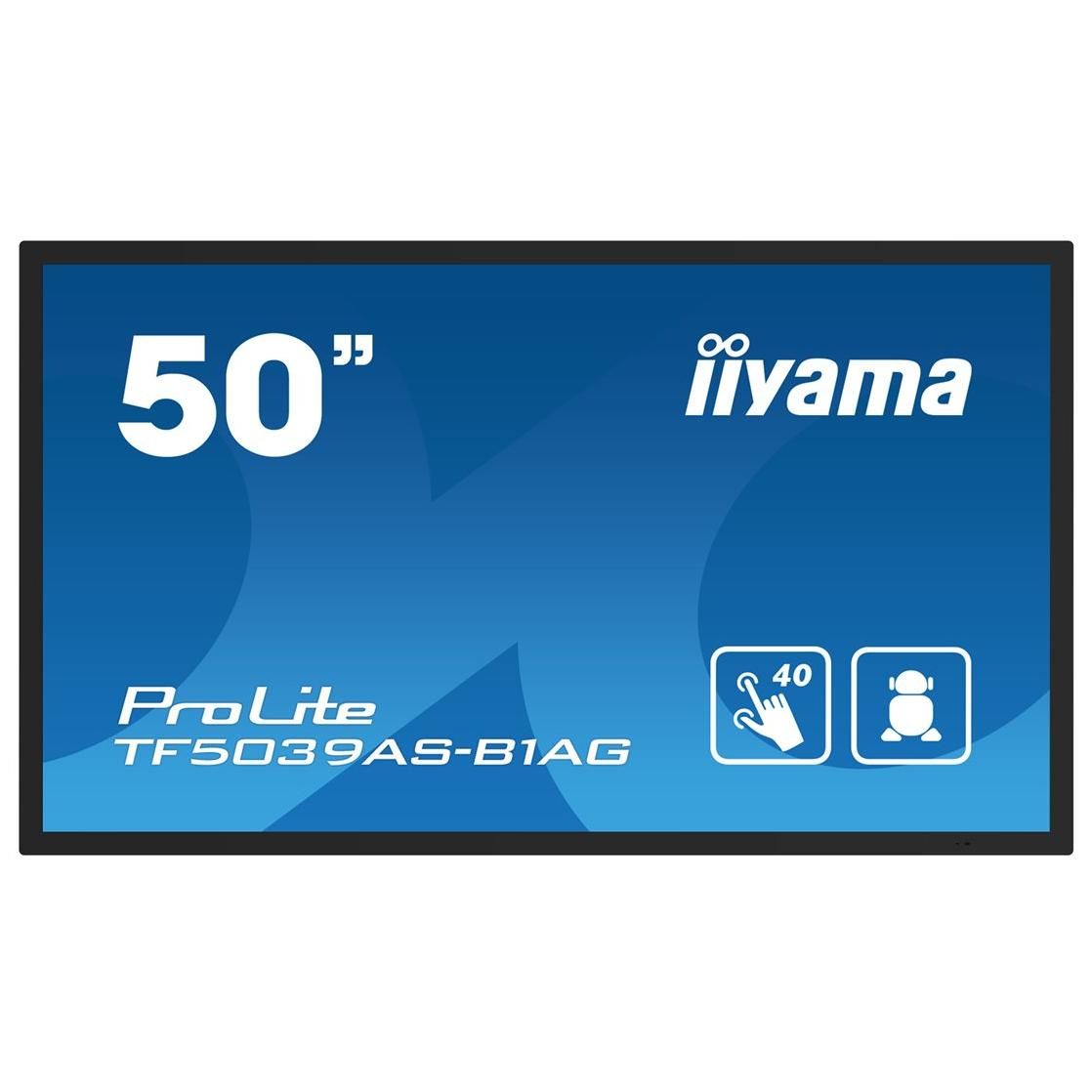 Iiyama ProLite TF5039AS-B1AG - 50" LED Backlit LCD Screen - Digital Signage - Built-in Media Player and Multi-point Touchscreen - Android - 4K UHD (2160p) 3840 x 2160 - Black