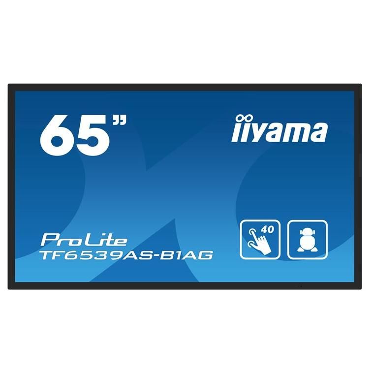 Iiyama ProLite TF6539AS-B1AG - 65" LED Backlit LCD Display - Digital Signage with Built-in Media Player and Multi-Touch Screen - Android - 4K UHD (2160p) 3840 x 2160 - Black