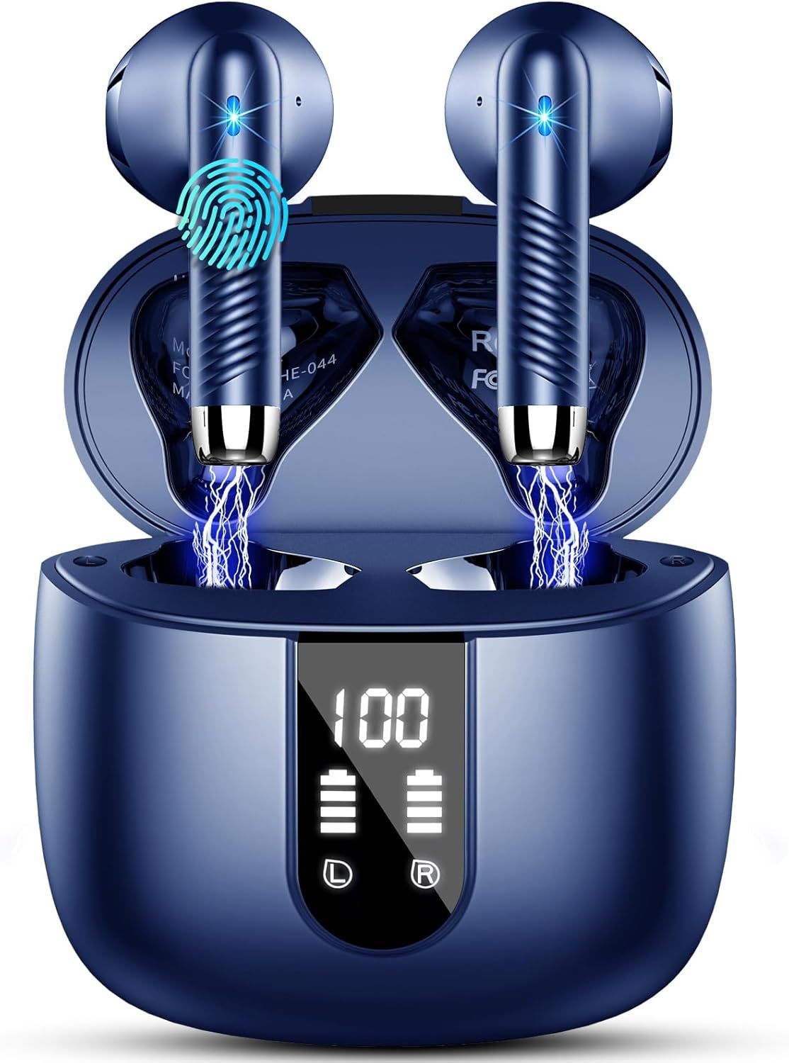 Wireless Bluetooth Earbuds, 2024 Bluetooth 5.3 Headphones with 4 Mic Noise Cancellation, IP7 Waterproof Bluetooth Stereo USB-C Headset for Sports [X12]