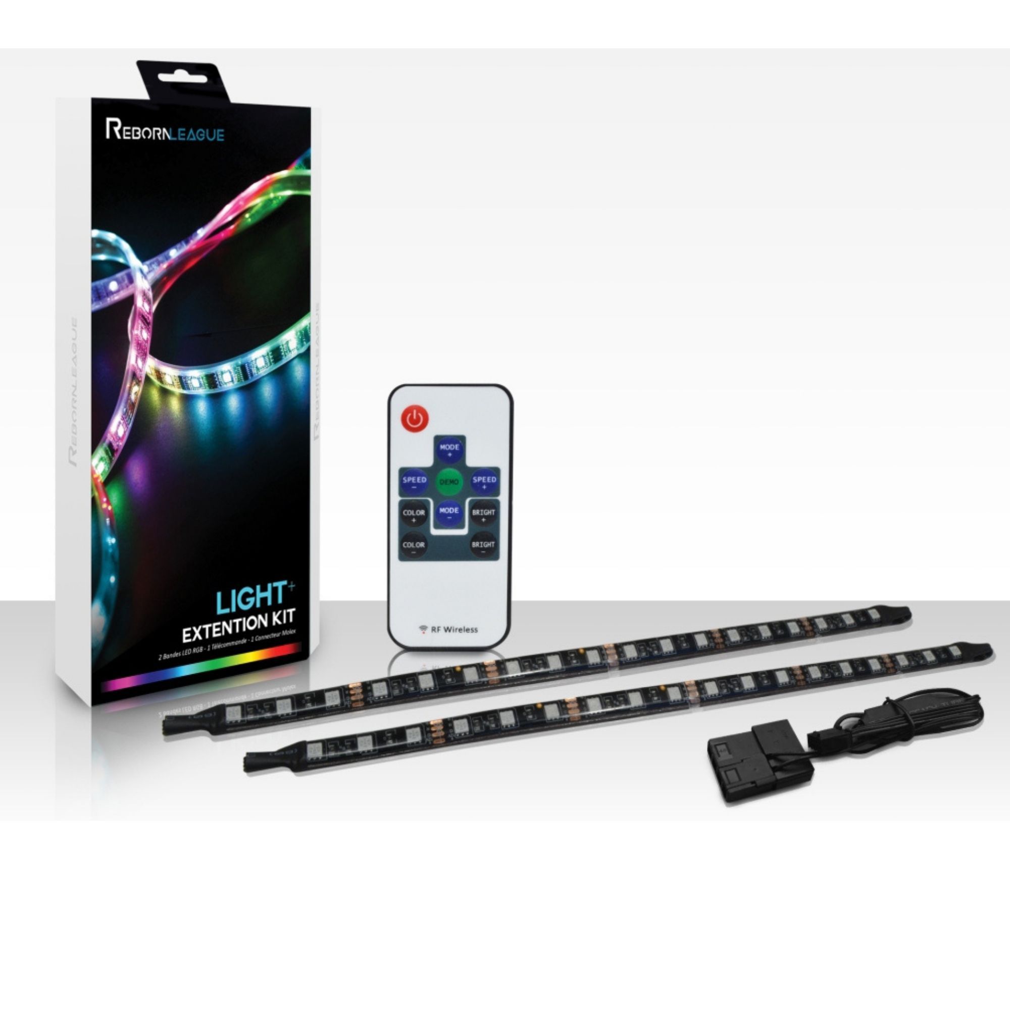 RebornLeague 2-Band RGB LED Kit + Remote + Molex Connector