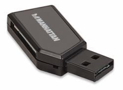 Manhattan 24-in-1 USB-A Mini Multi-Card Reader/Writer, 480 Mbps (USB 2.0), Black, 3-Year Warranty
