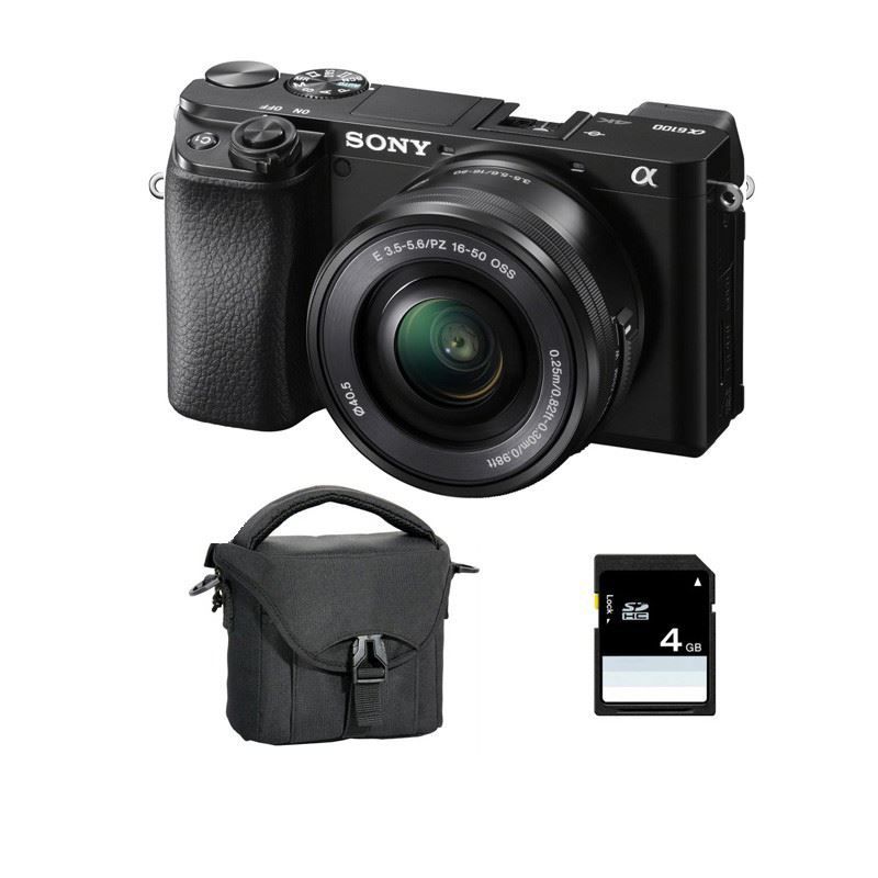 Cámara híbrida Sony Alpha 6100 - Objetivo de 16-50 mm - 24,2 MP - 4K - Maleta y tarjeta SD de 8 GB incluida