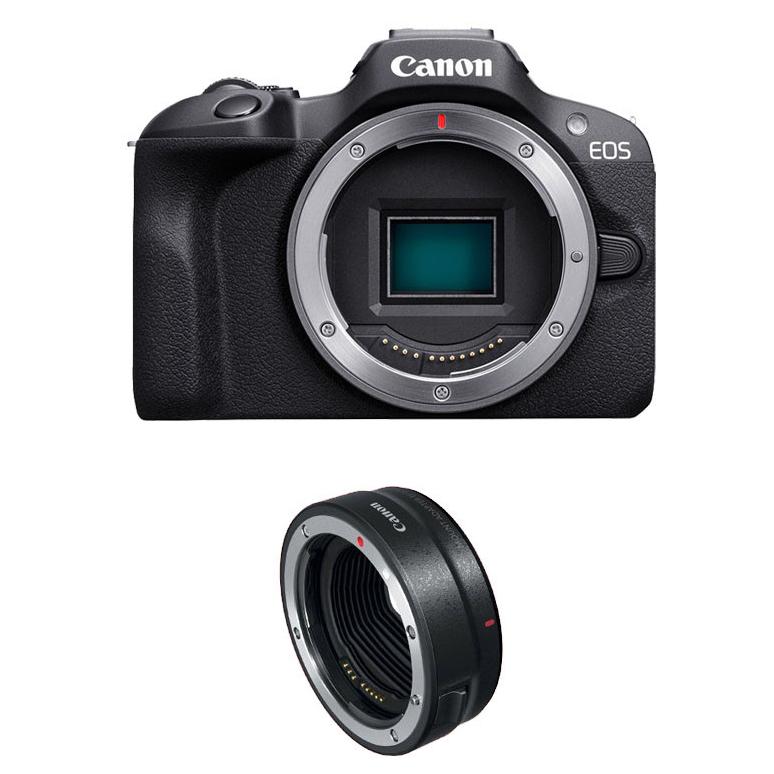 Canon EOS R100 Mirrorless Camera + EF-R Ring, 24.1MP CMOS Sensor, 6000 x 4000, Black
