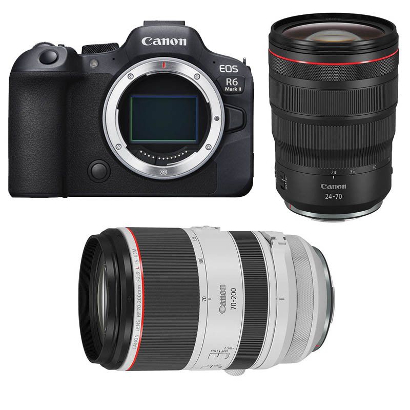 Canon Hybrid EOS R6 Mark II Camera Kit with RF 24-70mm f/2.8 L IS USM and RF 70-200mm f/2.8 L IS USM Lenses