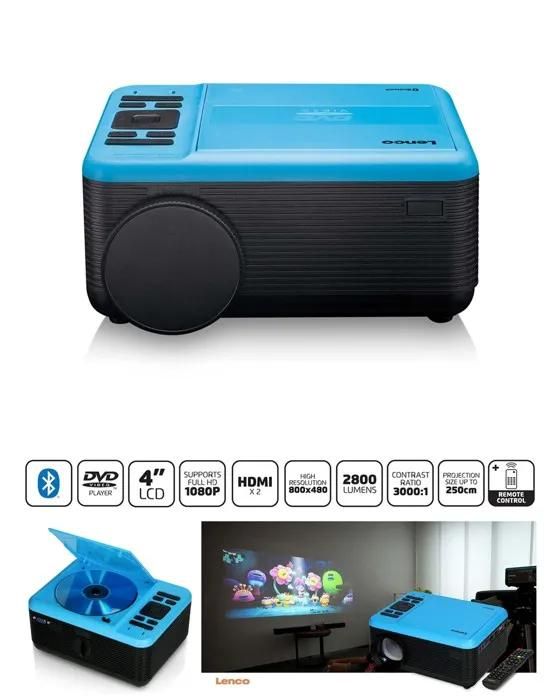 Proyector portátil Lenco LPJ-500BU - Full HD 1080p, 2800 lúmenes, Bluetooth HDMI