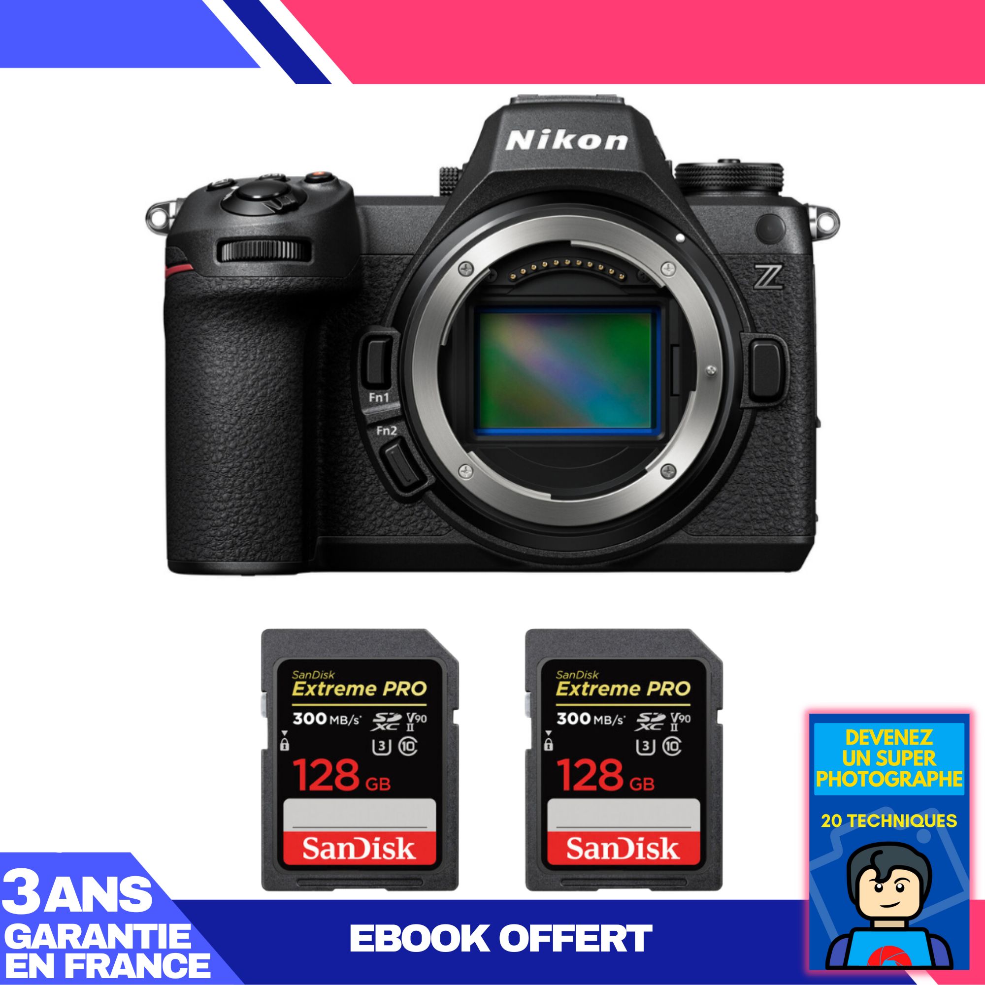 Nikon Z6 III Camera + 2 SanDisk 128GB Extreme PRO UHS-II SDXC Cards + 'Become a Super Photographer' Ebook