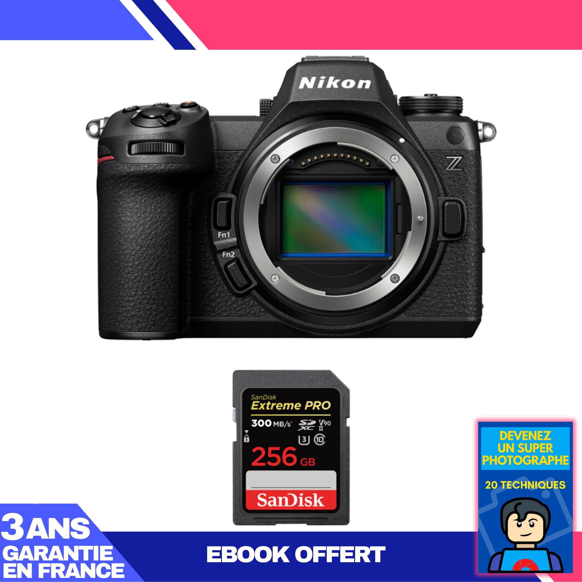 Nikon Z6 III Camera Body + 1 SanDisk 256GB Extreme PRO UHS-II SDXC Card 300MB/s + Ebook 'Become a Super Photographer'